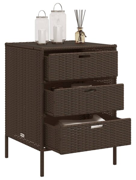 Barna polyrattan kerti tárolószekrény 55 x 59 x 80 cm