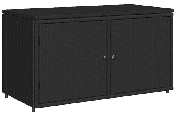Fekete polyrattan kerti tárolószekrény 110 x 55 x 60,5 cm