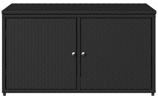 Fekete polyrattan kerti tárolószekrény 110 x 55 x 60,5 cm