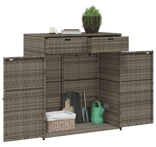 Szürke polyrattan kerti tárolószekrény 105 x 55 x 113 cm