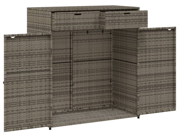 Szürke polyrattan kerti tárolószekrény 105 x 55 x 113 cm