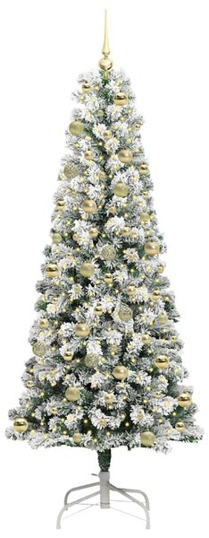 Műanyag Hajtogatós Karácsonyfa 300 LED-del Zöld és Fehér 210 cm