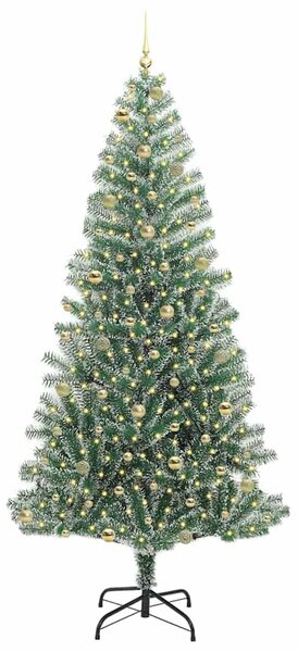 Mű karácsonyi fa hóval borítva LED fényekkel 300 LED-del 240 cm