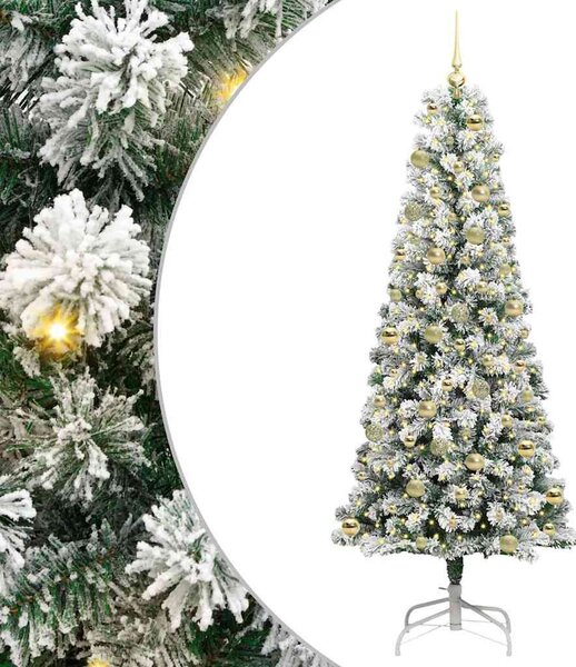 Műanyag Hajtogatós Karácsonyfa 300 LED-del Zöld és Fehér 210 cm