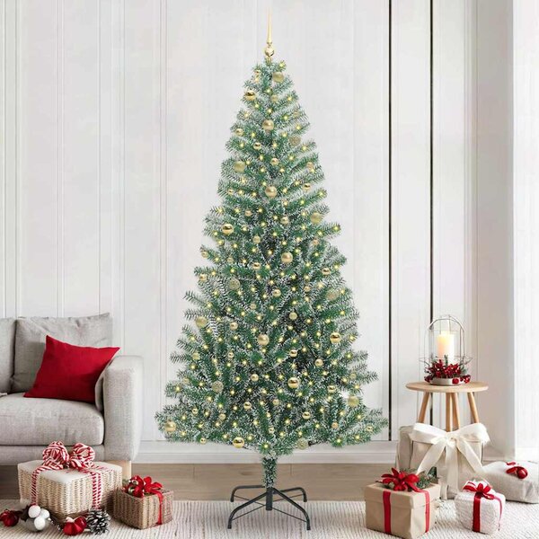 Mű karácsonyi fa hóval borítva LED fényekkel 300 LED-del 240 cm