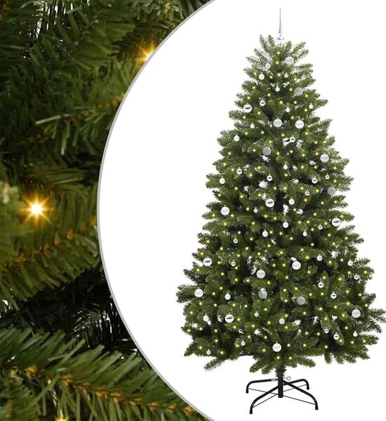 Mű karácsonyfa 270 cm 300 LED Meleg fehér PVC és Acél Zöld