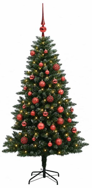 Műfenyő gömbökkel 150 cm 150 LED Meleg fehér PVC és fém