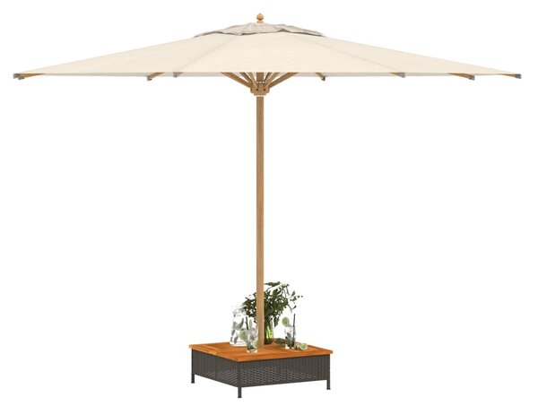 Fekete polyrattan és akácfa napernyőtalp-burkolat 70x70x25 cm