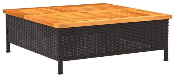 Fekete polyrattan és akácfa napernyőtalp-burkolat 70x70x25 cm