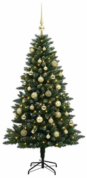 Műfenyő gömbökkel 150 cm 150 LED Meleg fehér PVC és fém