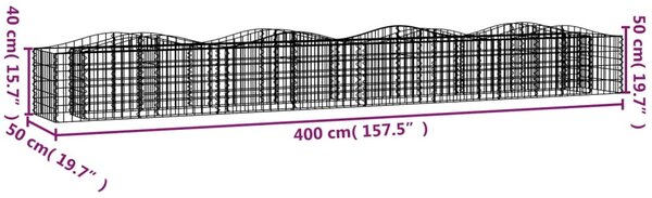Íves horganyzott vas gabion magaságyás 400x50x50 cm