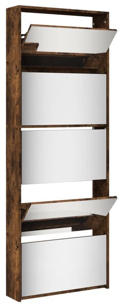 Füstös tölgy 5 szintes cipőszekrény tükörrel 63 x 17 x 169,5 cm