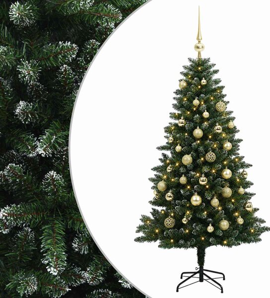 Műfenyő gömbökkel 150 cm 150 LED Meleg fehér PVC és fém