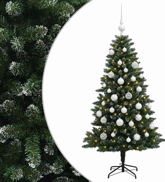 Műfenyő gömbökkel 150 cm 150 LED Meleg fehér PVC és fém