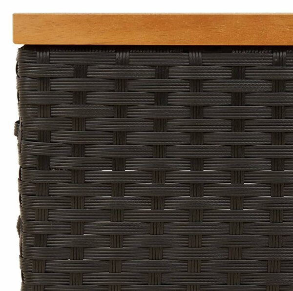 Fekete polyrattan és akácfa napernyőtalp-burkolat 70x70x25 cm
