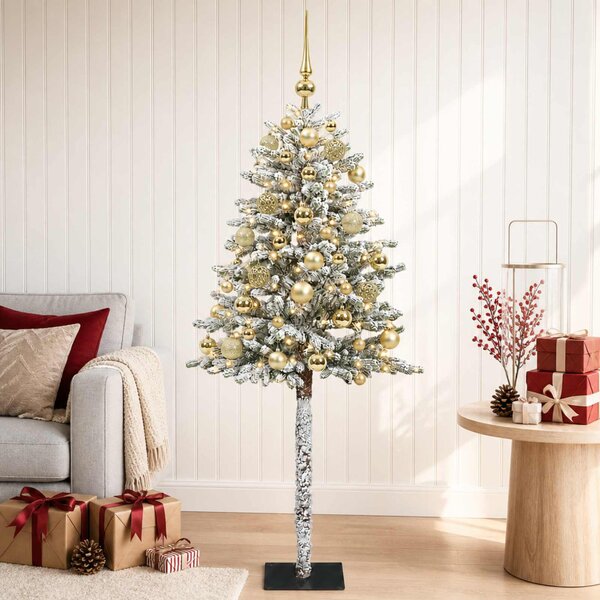 Műfenyő gömbökkel 120 cm 150 LED Meleg fehér PVC és fém