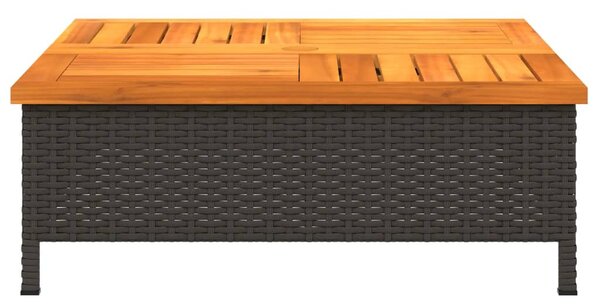 Fekete polyrattan és akácfa napernyőtalp-burkolat 70x70x25 cm