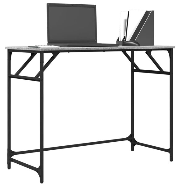 Szürke sonoma szerelt fa és porszórt acél íróasztal 100x45x76cm