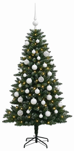 Műfenyő gömbökkel 150 cm 150 LED Meleg fehér PVC és fém