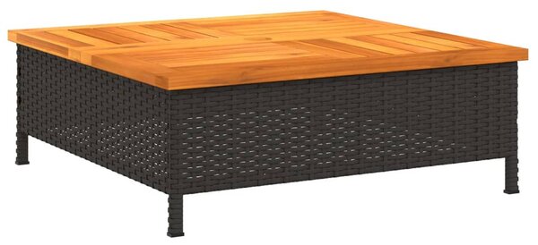 Fekete polyrattan és akácfa napernyőtalp-burkolat 70x70x25 cm