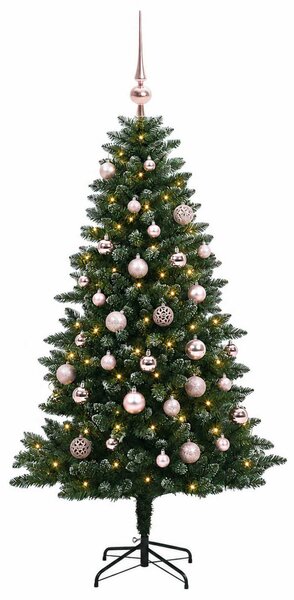 Műfenyő gömbökkel 150 cm 150 LED Meleg fehér PVC és fém