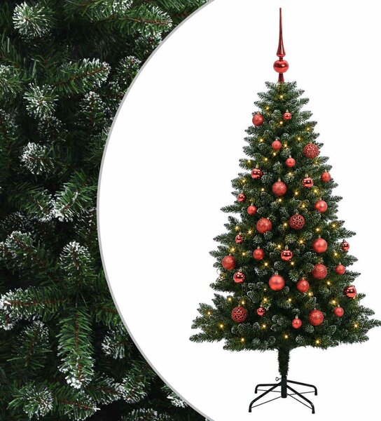 Műfenyő gömbökkel 150 cm 150 LED Meleg fehér PVC és fém