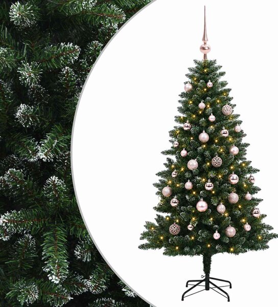 Műfenyő gömbökkel 150 cm 150 LED Meleg fehér PVC és fém