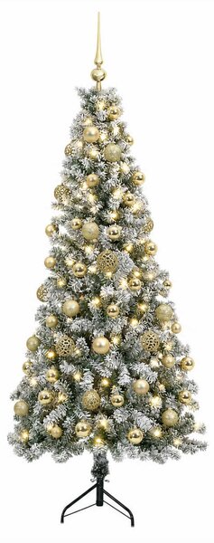 Műkarácsonyfa gömbbel 180 cm 300 LED Meleg fehér PVC és fém