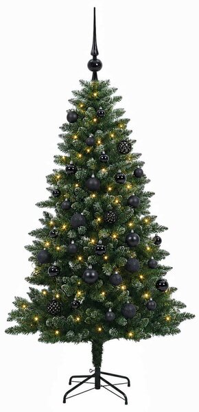 Műfenyő gömbökkel 150 cm 150 LED Meleg fehér PVC és fém