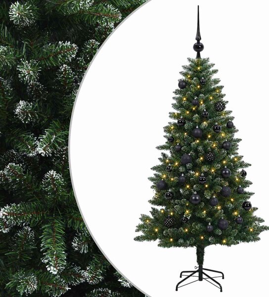 Műfenyő gömbökkel 150 cm 150 LED Meleg fehér PVC és fém