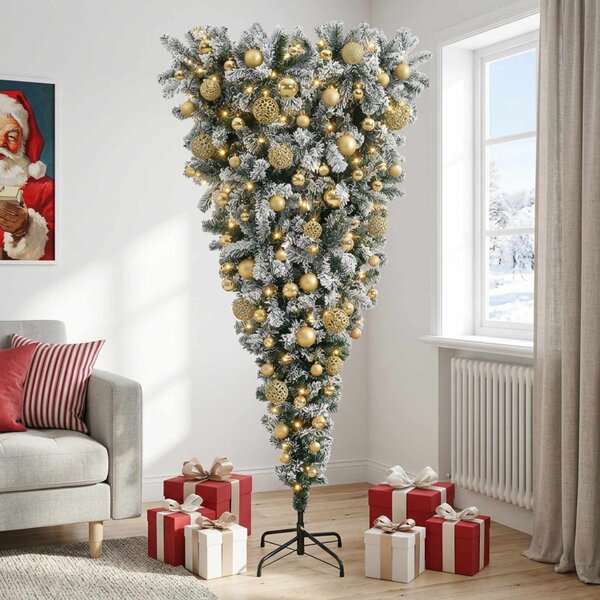 Felfordított Műfenyő Karácsonyfá 210 cm 300 LED Meleg fehér