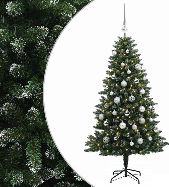 Műfenyő gömbökkel 150 cm 150 LED Meleg fehér PVC és fém