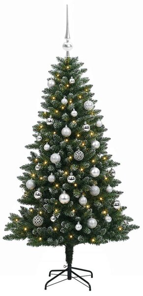 Műfenyő gömbökkel 150 cm 150 LED Meleg fehér PVC és fém