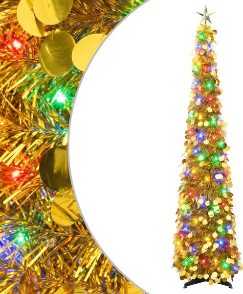 Pop-up LED-es karácsonyfa csúcsdísszel 180 cm 100 LED PET Arany