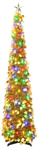 Pop-up LED-es karácsonyfa csúcsdísszel 180 cm 100 LED PET Arany
