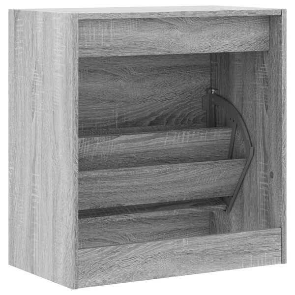 Szürke sonoma színű szerelt fa cipőszekrény 60 x 34 x 63,5 cm