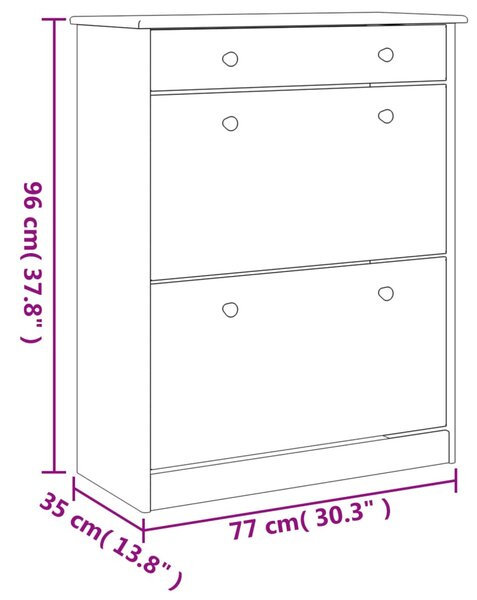 ALTA tömör fenyőfa cipőszekrény 77 x 35 x 96 cm