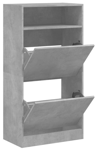 Betonszürke szerelt fa cipőszekrény 60x34x116 cm