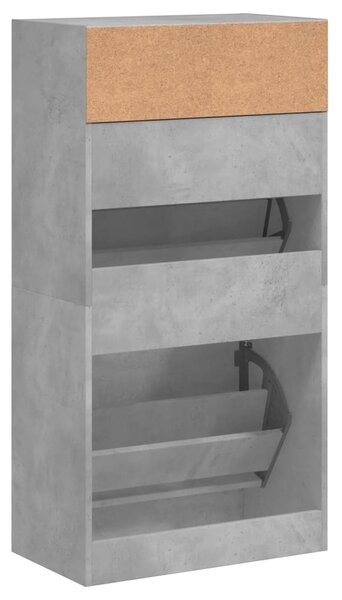 Betonszürke szerelt fa cipőszekrény 60x34x116 cm