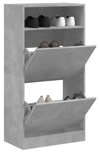 Betonszürke szerelt fa cipőszekrény 60x34x116 cm