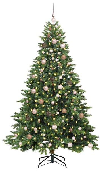 Mű karácsonyfa 300 LED-del állvánnyal Zöld 210 cm PE és PVC