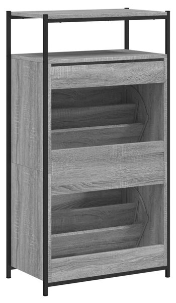 Szürke sonoma színű szerelt fa cipőszekrény 60x34x112 cm