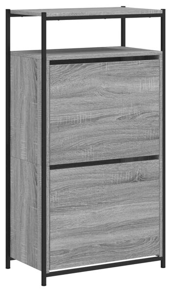 Szürke sonoma színű szerelt fa cipőszekrény 60x34x112 cm