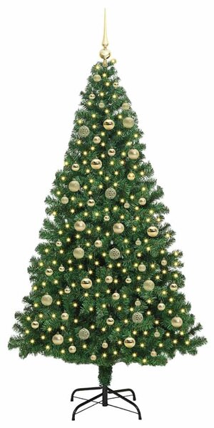 Mű karácsonyfa 300 LED-del Zöld 210 cm PVC és Acél és Műanyag