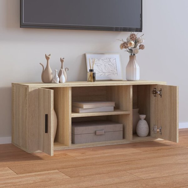 Sonoma tölgyszínű szerelt fa TV-szekrény 100 x 35 x 40 cm