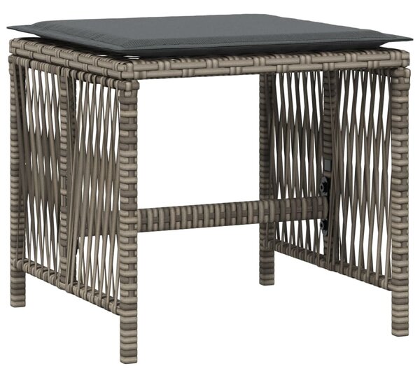 4 db szürke polyrattan kerti szék párnával 41 x 41 x 36 cm