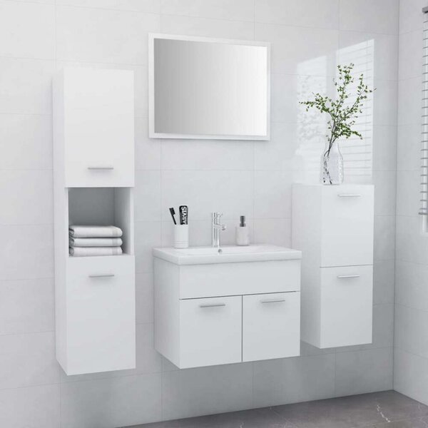 VidaXL fehér forgácslap fürdőszobai bútorszett