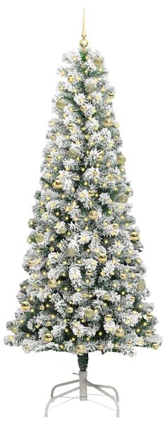 Műanyag Hajtogatós Karácsonyfa 300 LED-del Zöld és Fehér 240 cm