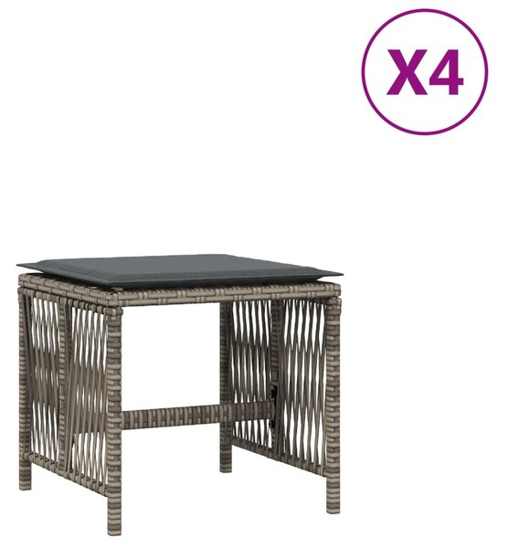 4 db szürke polyrattan kerti szék párnával 41 x 41 x 36 cm