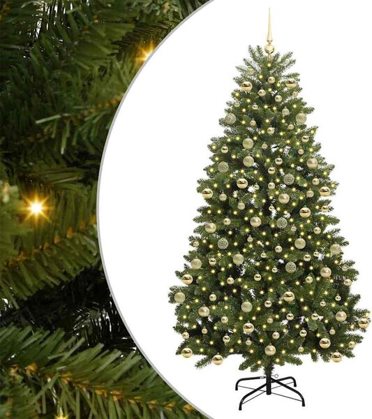 Mű karácsonyfa 210 cm 300 LED Meleg fehér PVC és Acél Zöld